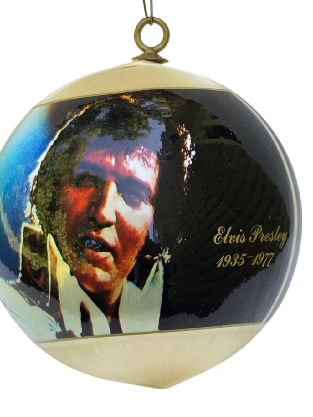Vintage Elvis Presley Satin Thread Ball Christmas Ornament 1977 Rauch 3"